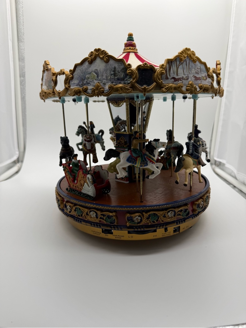 Vintage Mr Christmas Animated Carousel Music Box Holiday Decor Tested
